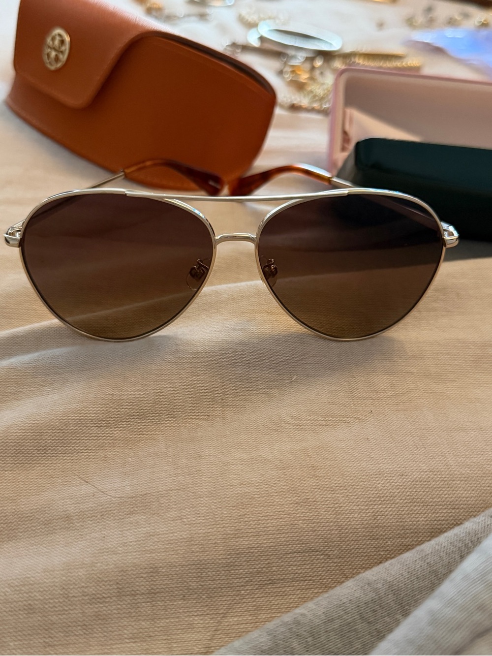 kate spade Gold Frame Brown Lens Aviator Sunglasses for Women